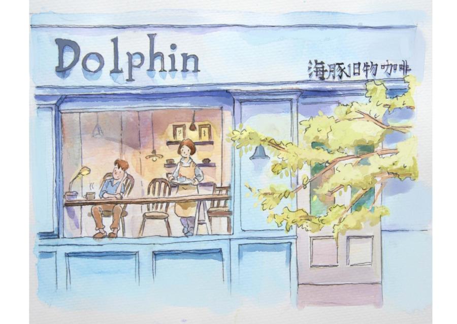 This drawing depicts a local café. (Photo provided to chinadaily.com.cn)