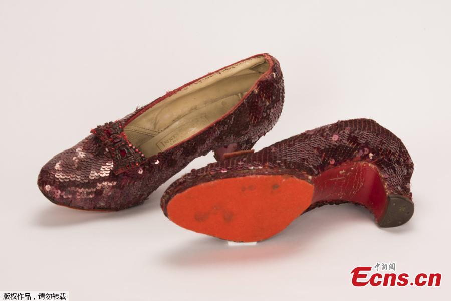A pair of ruby slippers once worn by actress Judy Garland in the \