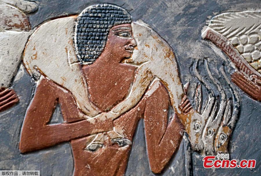 A wall of a chamber of the tomb of Mehu is seen after it was opened for the public at Saqqara area near Egypt\'s Saqqara necropolis, in Giza, Egypt September 8, 2018.(Photo/Agencies)