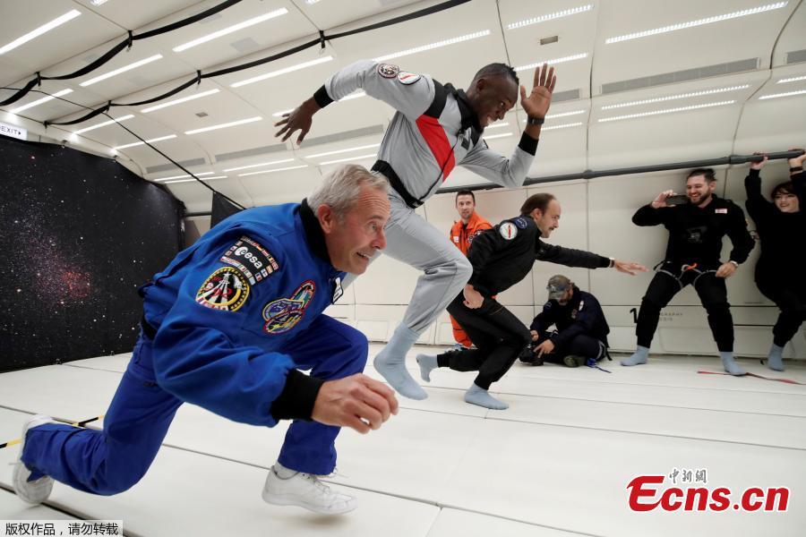 Sprinter Usain Bolt, French astronaut Jean-Francois Clervoy, CEO of Novespace and French Interior designer Octave de Gaulle who designed a bottle of \