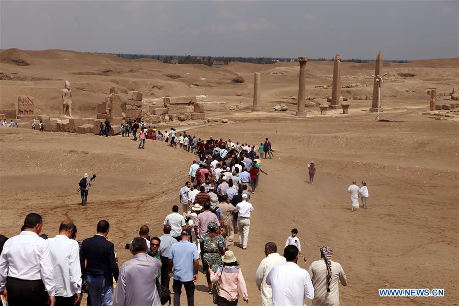 Photo taken on Sept. 15, 2018 shows an open-air museum in Sharqiya, Egypt. Some 130 kilometers away from the Egyptian capital Cairo, work continued to revive the north capital of ancient Egypt, San al-Hagar or Tanis and to turn it into an open-air museum. (Xinhua/Ahmed Gomaa)