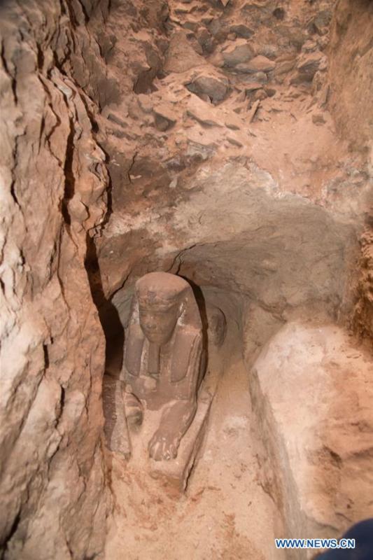 This undated photo shows a statue of sphinx in the Temple of Kom Ombo in Aswan, Egypt. Egyptian Ministry of Antiquities says on Sunday an ancient sphinx statue was found in the Temple of Kom Ombo in Aswan, Egypt. (Xinhua)