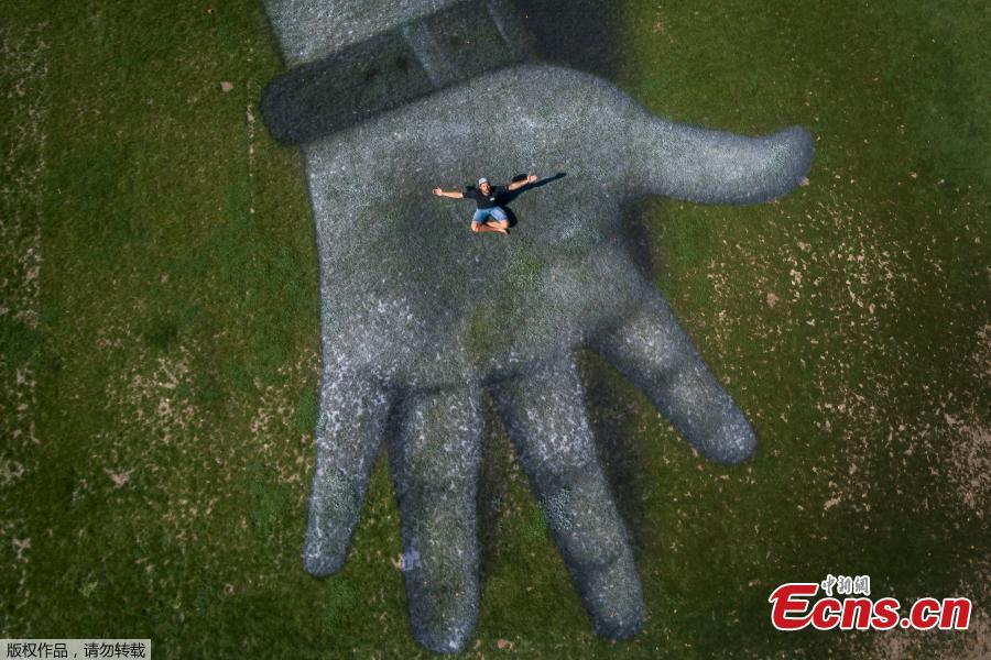A giant landart painting entitled \