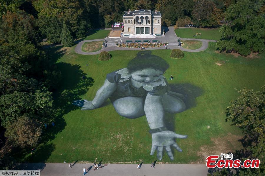 A giant landart painting entitled \