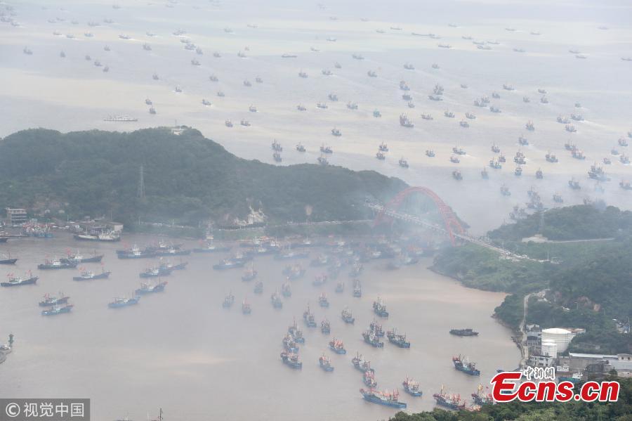Fishing boats sail in the sea area of Ningbo, East China\'s Zhejiang Province, Sept. 16, 2018. A fishing ban, imposed on the Yellow Sea and the East China Sea from May 1 to Sept. 16, was lifted on Sunday. (Photo/VCG)