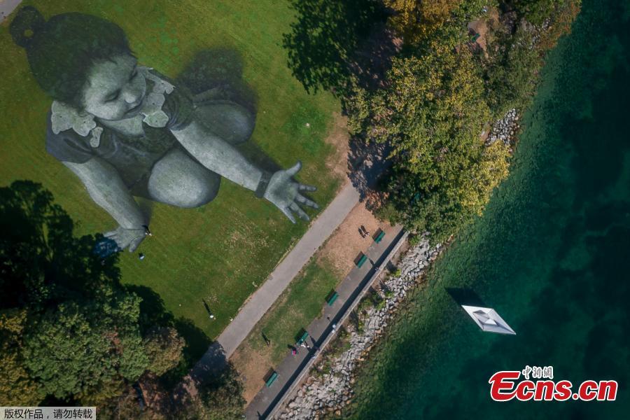 A giant landart painting entitled \