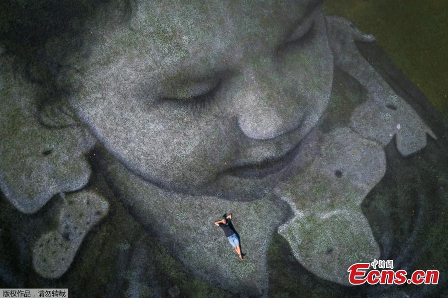 A giant landart painting entitled \