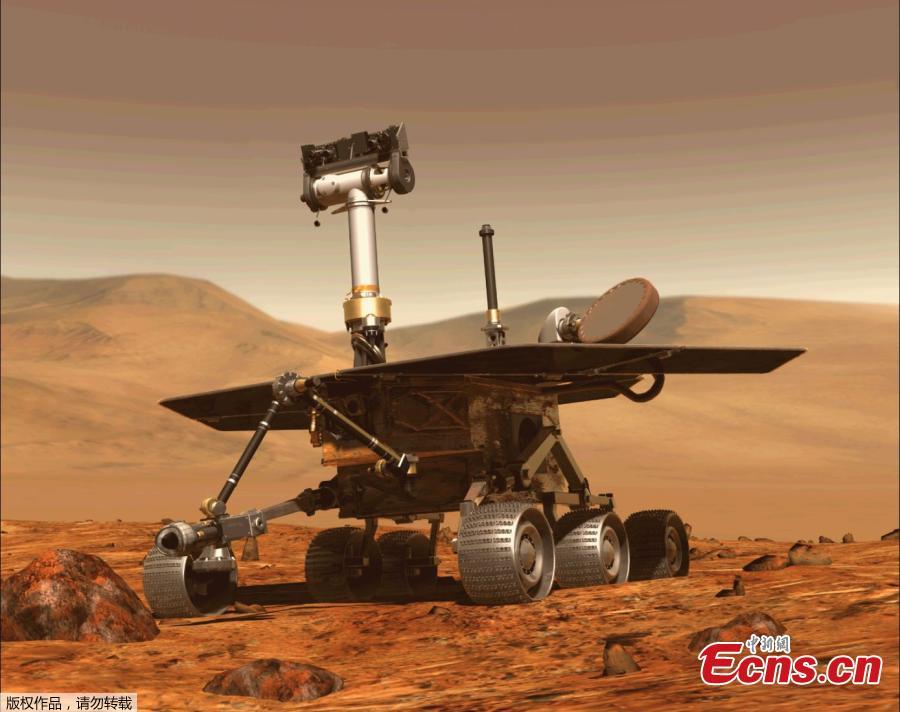 This computer generated image obtained on August 31, 2018 shows the Opportunity rover of NASA part of the Mars planet exploration program. NASA\'s Opportunity rover has been silent since June 10, when a planet-encircling dust storm cut off solar power for the nearly-15-year-old rover. Now that scientists think the global dust storm is \