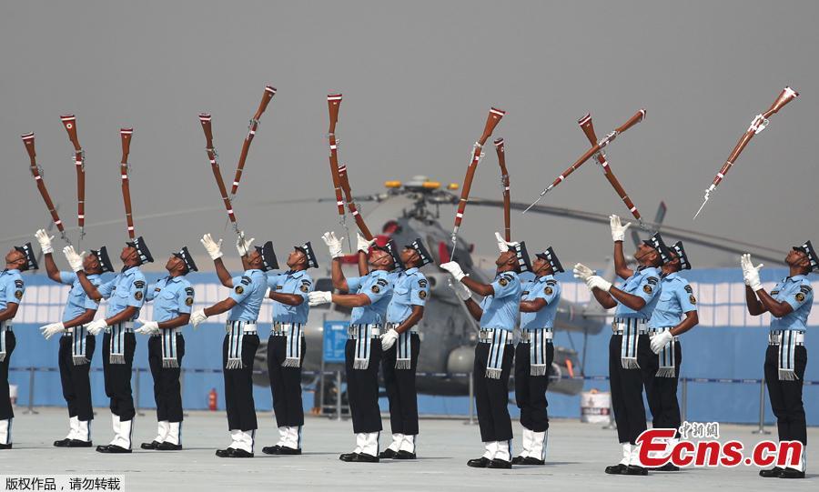 Air Warrior Drill Team of Indian Air Force display their skills during Air Force day parade at the Hindon air base on the outskirts of New Delhi, India, Monday, Oct. 8, 2018. Air Force Day is celebrated to mark the day the Indian air force was officially established in 1932. Apart from defending Indian air space, the air force also delivers humanitarian aid and disaster relief material during natural calamities. (Photo/Agencies)