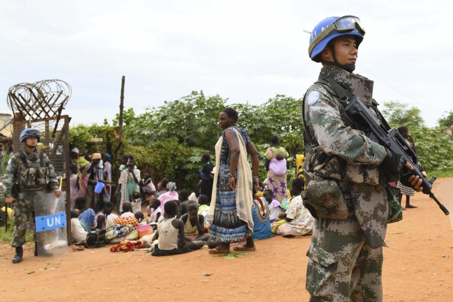 Chinese peacekeepers protect local people in a camp where weapons were confiscated in Juba in May. (Provided to China Daily)
Crucial role
In an earlier interview with China Radio International, David Shearer, the special representative for South Sudan and head of UNMISS, commended the Chinese troops based in Juba and Wau, describing them as efficient, cooperative and amiable.
\