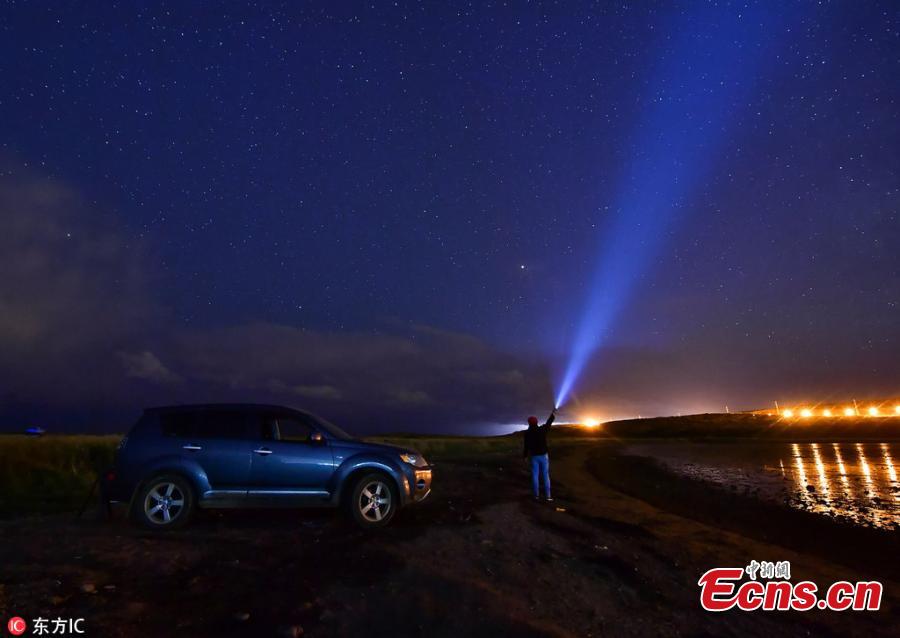 Photo taken on Oct. 10, 2018 shows the Draconids meteor shower in Russia’s Far East region. (Photo/IC)