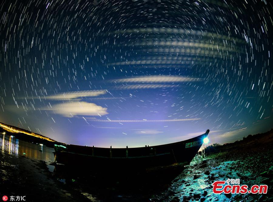 Photo taken on Oct. 10, 2018 shows the Draconids meteor shower in Russia’s Far East region. (Photo/IC)