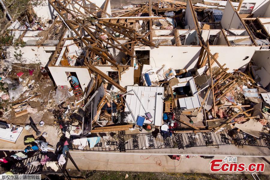 Aerial photo shows homes destroyed after Hurricane Michael smashed into Florida\'s northwest coast in Mexico Beach, Florida, U.S., October 11, 2018. (Photo/Agencies)