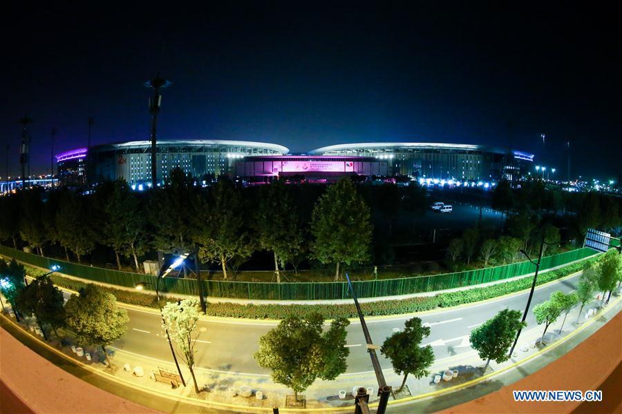 Photo taken on Oct. 12, 2018 shows the National Exhibition and Convention Center (Shanghai), main venue of the upcoming China International Import Expo (CIIE), in Shanghai, east China. (Xinhua/Ding Ting)