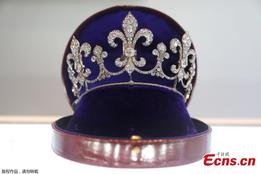A Hubner diamond tiara, circa 1912, estimated at $350,000 - $550,000, is displayed at Sotheby\'s, in New York, Oct. 12, 2018. It is part of the \