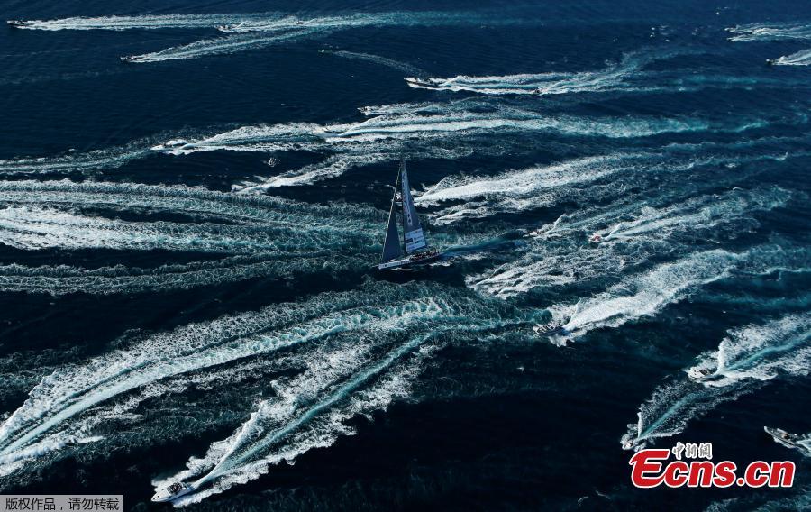 Spirit of Portopiccolo sailing boat leads during the Barcolana regatta in front of the Trieste harbour, Italy, Oct. 14, 2018. The annual Barcolana regatta, one of the largest sailing races in the world, takes place on the second Sunday in October and began in 1969. (Photo/Agencies)