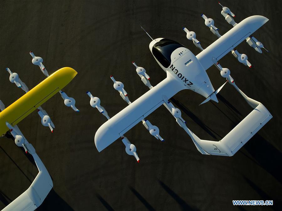 Photo released by Zephyr Airworks shows autonomous electric air Taxi Cora that combines electric power, self-piloting software and vertical take-off. Kitty Hawk\'s Zephyr Airworks, the operator of Cora in New Zealand, is entering into an agreement with Air New Zealand-a partnership to one day bring the first ever air taxi service to the sky. (Xinhua/Thomas Heinser/Zephyr Airworks)