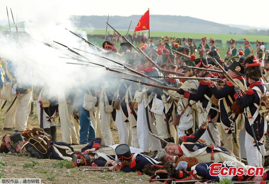Troops fight during the reconstruction of the Battle of the Nations at the 205th anniversary near Leipzig, Germany, Oct. 20, 2018. The Battle of Leipzig or Battle of the Nations, on 16?19 October 1813, was fought by the coalition armies of Russia, Prussia, Austria and Sweden against the French army of Napoleon. The battle decided that Napoleon had to retreat to France, the beginning of his downfall. (Photo/Agencies)
