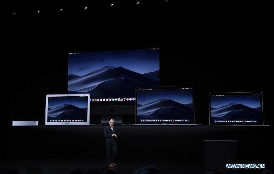 Apple CEO Tim Cook speaks during an Apple launch event in Brooklyn, New York, the United States, on Oct. 30, 2018. (Xinhua)