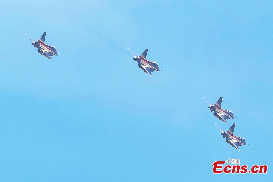 Fighter jets of the Chinese People\'s Liberation Army (PLA) Air Force\'s August 1st aerobatics team is seen at an airport in Zhuhai, South China’s Guangdong province, October 31, 2018. The team will perform at the 12th China International Aviation and Aerospace Exhibition (Airshow China). The event will be held in Zhuhai from Nov. 6 to 11. (Photo: China News Service/ Chen Jimin)