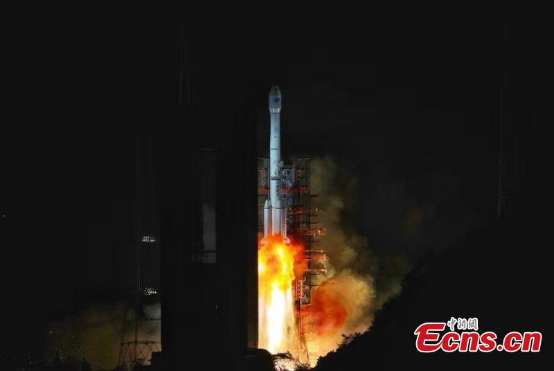 China\'s home-grown global satellite navigation system came a step closer to completion with the launch of another BeiDou-3 satellite at 11:57 p.m. Thursday from the Xichang Satellite Launch Center, in the southwestern Sichuan Province. Launched on a Long March-3B carrier rocket, it is the 41st of the BeiDou navigation system, and will work with 16 other Beidou-3 satellites already in orbit. It is also the first BeiDou-3 satellite in high orbit, about 36,000 km above the Earth. In a geostationary orbit, following the Earth\'s rotation, it will view the same point on Earth continuously. (Photo: China News Service/Liang Keyan)