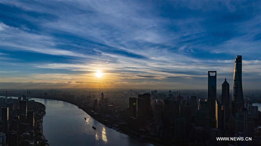 Photo taken on Nov. 1, 2018 shows skyscrapers at dawn in Shanghai, east China. The first China International Import Expo (CIIE) will be held on Nov. 5-10 in Shanghai. (Xinhua/Shen Bohan)