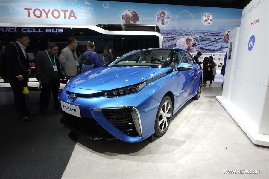 Photo taken on Nov. 7, 2018 shows Mirai hydrogen fuel cell vehicle of Toyota at the first China International Import Expo (CIIE) in Shanghai, east China. (Xinhua/Xing Guangli)