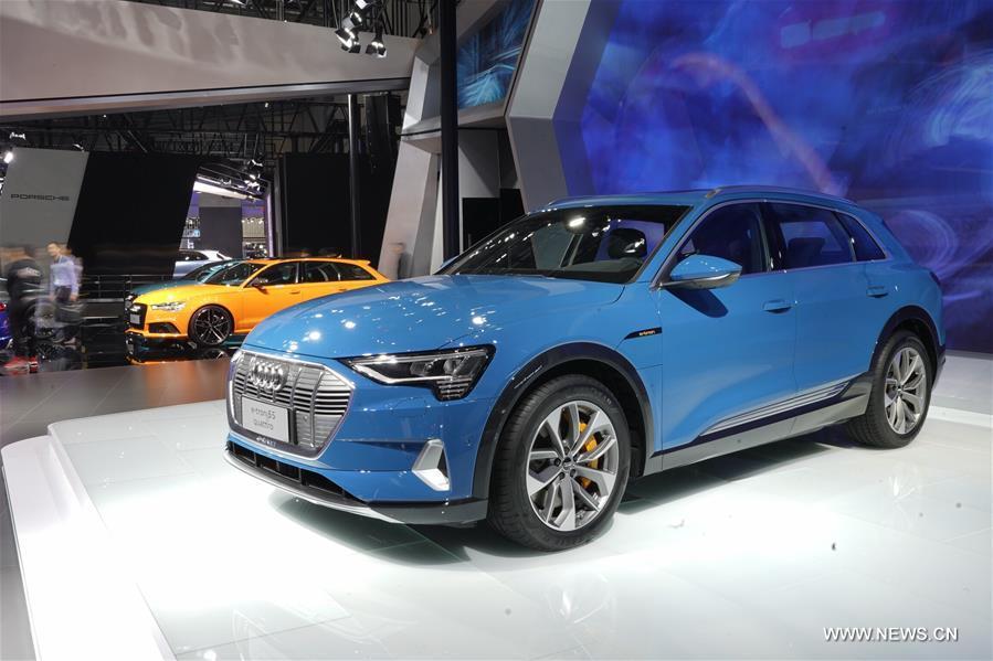 Photo taken on Nov. 7, 2018 shows a e-tron SUV at the booth of Audi during the first China International Import Expo (CIIE) in Shanghai, east China. (Xinhua/Xing Guangli)