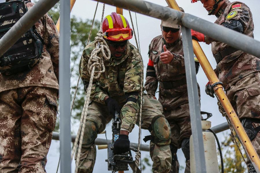 U.S. Army and China\'s People\'s Liberation Army (PLA) military personnel take part in the latest \