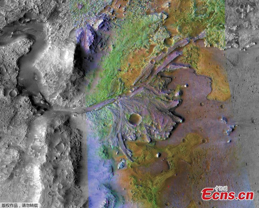 NASA has chosen Jezero Crater as the landing site for its upcoming Mars 2020 rover mission after a five year search, during which every available detail of more than 60 candidate locations on the Red Planet was scrutinized and debated by the mission team and the planetary science community. The rover mission is scheduled to launch in July 2020 as NASA’s next step in exploration of the Red Planet. It will not only seek signs of ancient habitable conditions-and past microbial life-but the rover also will collect rock and soil samples and store them in a cache on the planet\'s surface. NASA and ESA (European Space Agency) are studying future mission concepts to retrieve the samples and return them to Earth, so this landing site sets the stage for the next decade of Mars exploration. (Photo/Agencies)