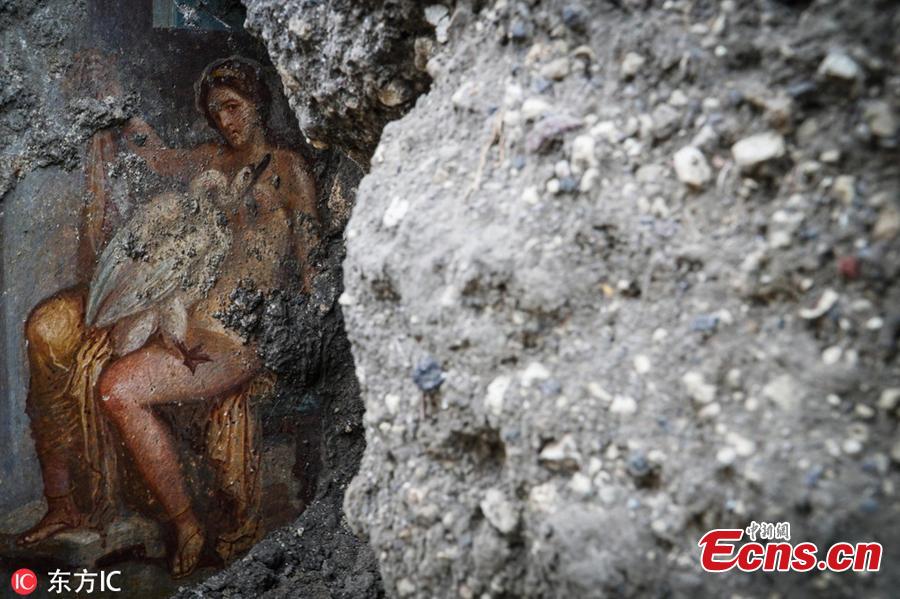 Photo taken on November 19, 2018 shows an image of the fresco \