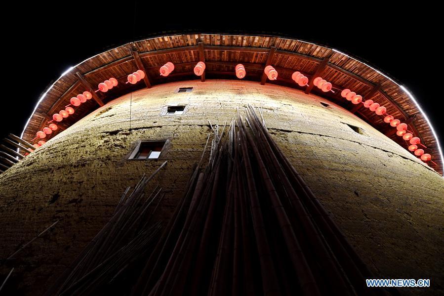 Photo taken on Nov. 22, 2018 shows Cuimei Tulou in Kanxia Village in Nanjing County of Zhangzhou City, southeast China\'s Fujian Province. Fujian Tulou, which dates back to Song and Yuan dynasties, is a type of Chinese rural dwellings of the Hakka people in the mountainous areas in Fujian Province. The layout of Fujian Tulou followed the Chinese dwelling tradition of \