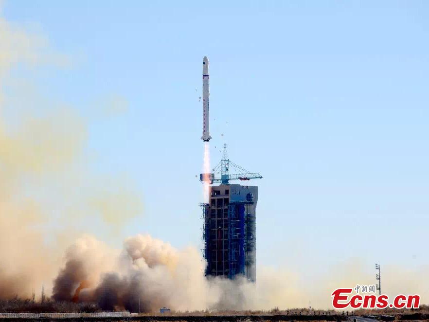 Long March-2D rocket carrying two Saudi satellites was launched from Jiuquan Satellite Launch Center in northwest China at 12:12 p.m. BJT on September 7, 2018. The satellites, Saudi SAT 5A and Saudi SAT 5B, were developed by Saudi Arabia\'s King Abdulaziz City for Science and Technology (KACST). The rocket also carried 10 small satellites developed by Chinese research institutes.(Photo provided to China News Service)