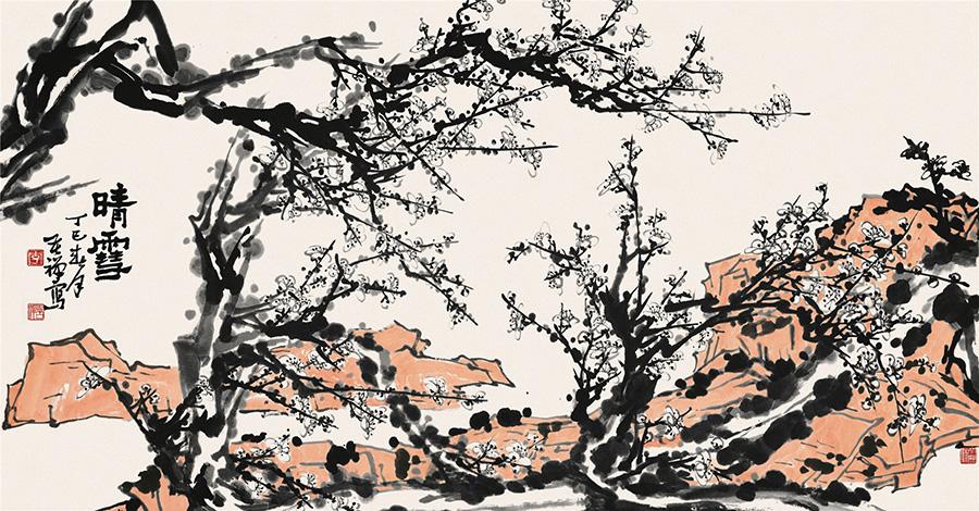 A highlight at the exhibition is a 5-meter-long rubbing of an 8-century calligraphic text carved on the majestic Taishan Mountain, in Li’s native Shandong province, from which one can understand how Li was nurtured by Chinese culture. (Photo provided to chinadaily.com.cn)
Also on show are letters Li exchanged with art masters Qi Baishi and Xu Beihong, who both inspired him.
