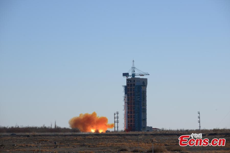Long March-2D rocket carrying two Saudi satellites was launched from Jiuquan Satellite Launch Center in northwest China at 12:12 p.m. BJT on September 7, 2018. The satellites, Saudi SAT 5A and Saudi SAT 5B, were developed by Saudi Arabia\'s King Abdulaziz City for Science and Technology (KACST). The rocket also carried 10 small satellites developed by Chinese research institutes.(Photo provided to China News Service)