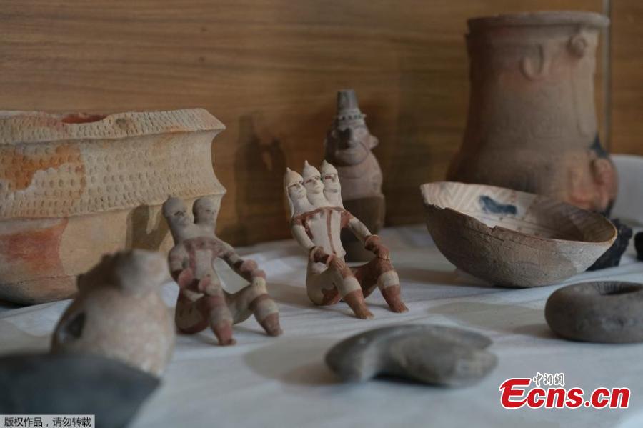 Karaja culture ceramics rescued from the ashes of the fire that swept through Rio’s National Museum in September, are displayed during a media presentation, in Rio de Janeiro, Brazil, Dec. 10, 2018. The director of the National Museum and the German consul hosted the press conference to announce their partnership for the reconstruction of the museum. (Photo/Agencies)