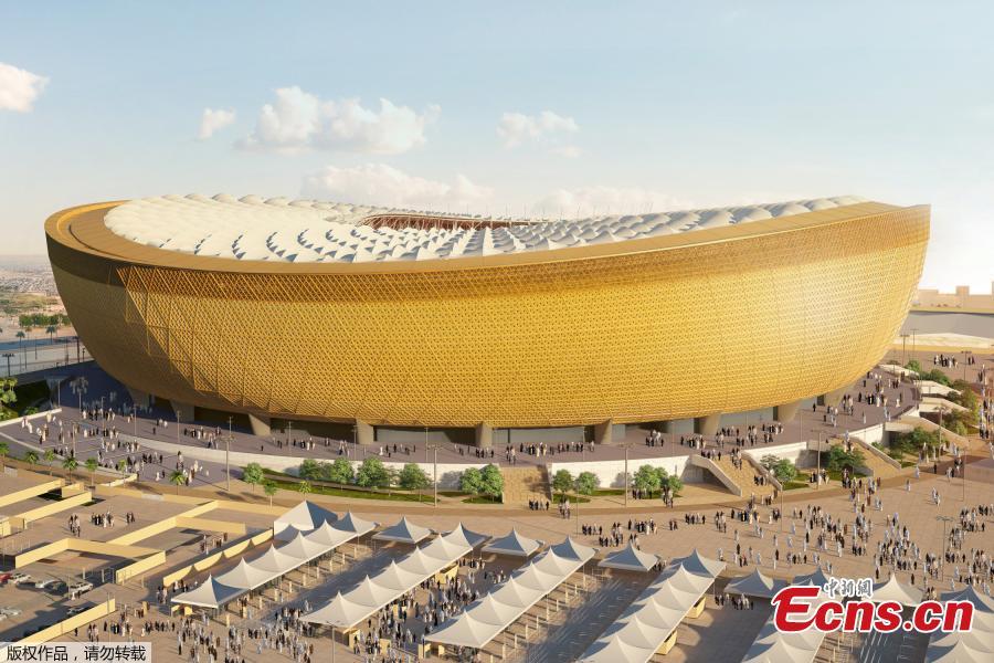 This handout picture released by the Supreme Committee for Delivery and Legacy shows a computer generated image of the Lusail stadium for the world cup 2022 during the unveiling of its design in Doha, Dec. 15, 2018. Qatar on Saturday revealed the design for the stadium that will in four years\' time host the first ever World Cup finals game to be played in the Middle East. The 80,000-seat Lusail Stadium -- also the venue for the 2022 World Cup final -- was revealed in an elaborate ceremony. During the World Cup, the temperature for the players on the field would be 26 degrees.(Photo/Agencies)