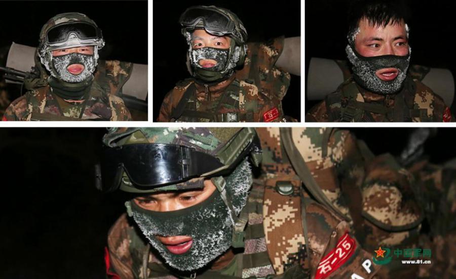 An armed police unit in northwestern China’s Ningxia Hui Autonomous Region recently conducted a 10-kilometer run while fully armed, in temperatures of minus 20 degrees Celsius. The soldiers\' hair, eyelashes, and masks were covered with a thin layer of ice after the long training session, showcasing their tenacity and spirit to challenge the limits. (Photo/www.81.cn)