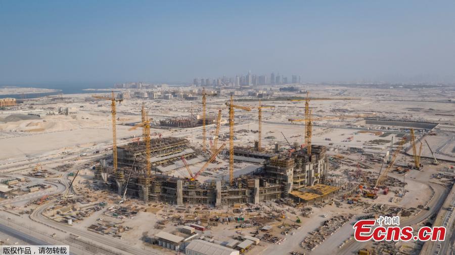 A general view of the construction site of Lusail Stadium, which will host the 2022 FIFA World Cup final, with a seating capacity of 80,000, in Lusail City, north of central Doha, Qatar, September 19, 2018. (Photo/Agencies)