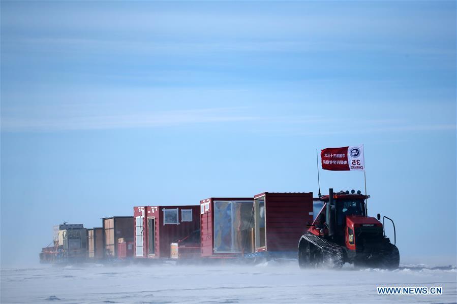 China\'s 35th Antarctic expedition sends 37 members of two inland expedition teams to the Kunlun and Taishan stations in Antarctica Dec. 18, 2018. (Xinhua/Liu Shiping)