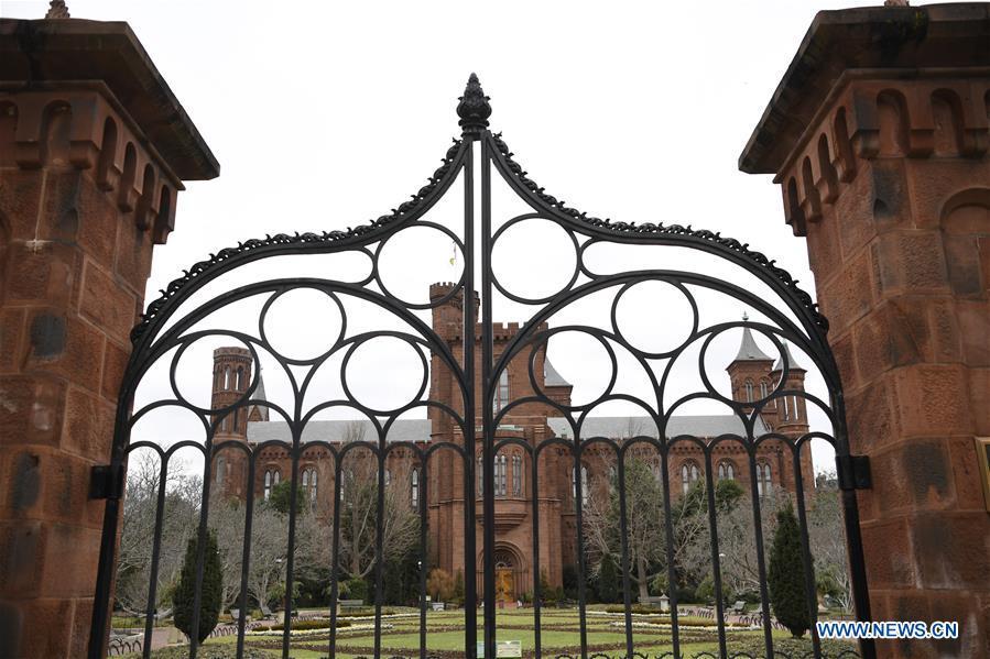 Photo taken on Jan. 2, 2019 shows the Smithsonian Institution Building in Washington D.C., the United States. The 19 Smithsonian museums and the National Zoo in Washington D.C. closed their doors on Wednesday as the partial U.S. government shutdown dragged on. (Xinhua/Liu Jie)