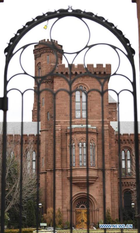 Photo taken on Jan. 2, 2019 shows the Smithsonian Institution Building in Washington D.C., the United States. The 19 Smithsonian museums and the National Zoo in Washington D.C. closed their doors on Wednesday as the partial U.S. government shutdown dragged on. (Xinhua/Liu Jie)