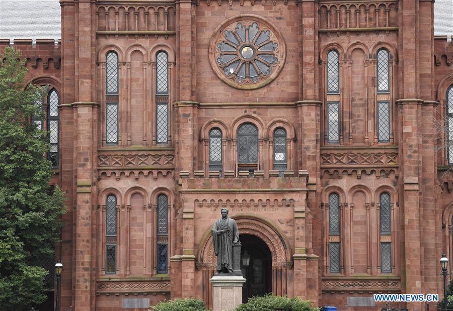 Photo taken on Jan. 2, 2019 shows the Smithsonian Institution Building in Washington D.C., the United States. The 19 Smithsonian museums and the National Zoo in Washington D.C. closed their doors on Wednesday as the partial U.S. government shutdown dragged on. (Xinhua/Liu Jie)