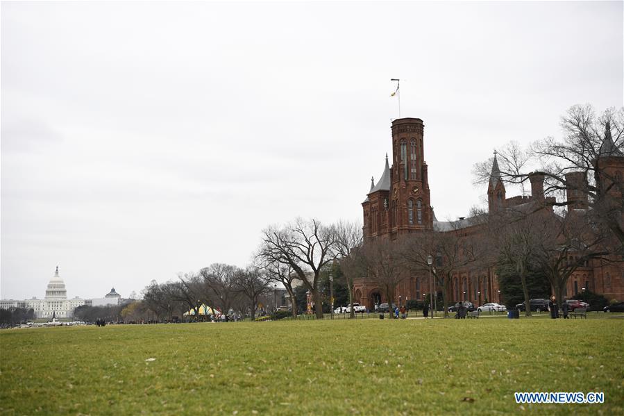 Photo taken on Jan. 2, 2019 shows the Smithsonian Institution Building in Washington D.C., the United States. The 19 Smithsonian museums and the National Zoo in Washington D.C. closed their doors on Wednesday as the partial U.S. government shutdown dragged on. (Xinhua/Liu Jie)