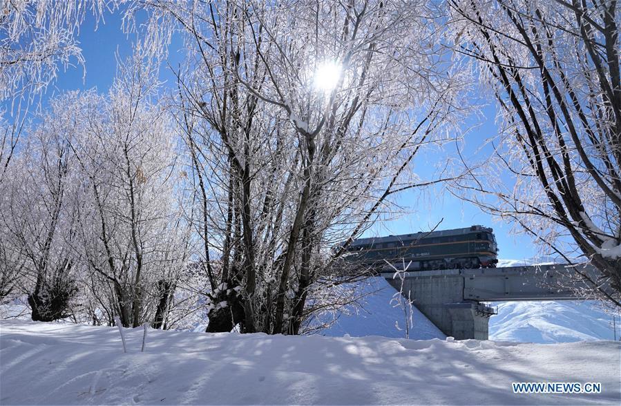 Photo taken on Dec. 23, 2018 shows the construction site of the Lhasa-Nyingchi section of the Sichuan-Tibet Railway in southwest China\'s Tibet Autonomous Region. In 2018, an investment of 4.2 billion yuan (623 million U.S. dollars) was made in railway construction in the region. (Xinhua/Purbu Zhaxi)