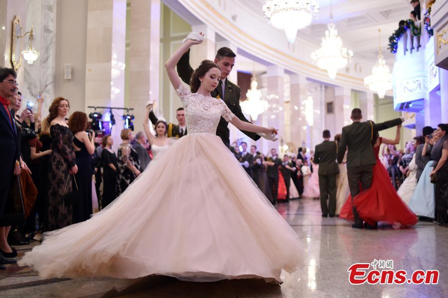 Participants dance during the Big New Year Ball at the Bolshoi Opera and Ballet Theatre in Minsk late on Jan. 13, 2019. (Photo/Agencies)