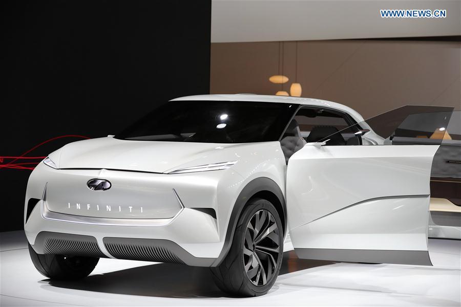 Photo taken on Jan. 15, 2019 shows an Infiniti concept vehicle QX Inspiration at the 2019 North American International Auto Show (NAIAS) in Detroit, the United States. The annual Detroit auto show opened Monday and will last till Jan. 27. (Xinhua/Wang Ping)