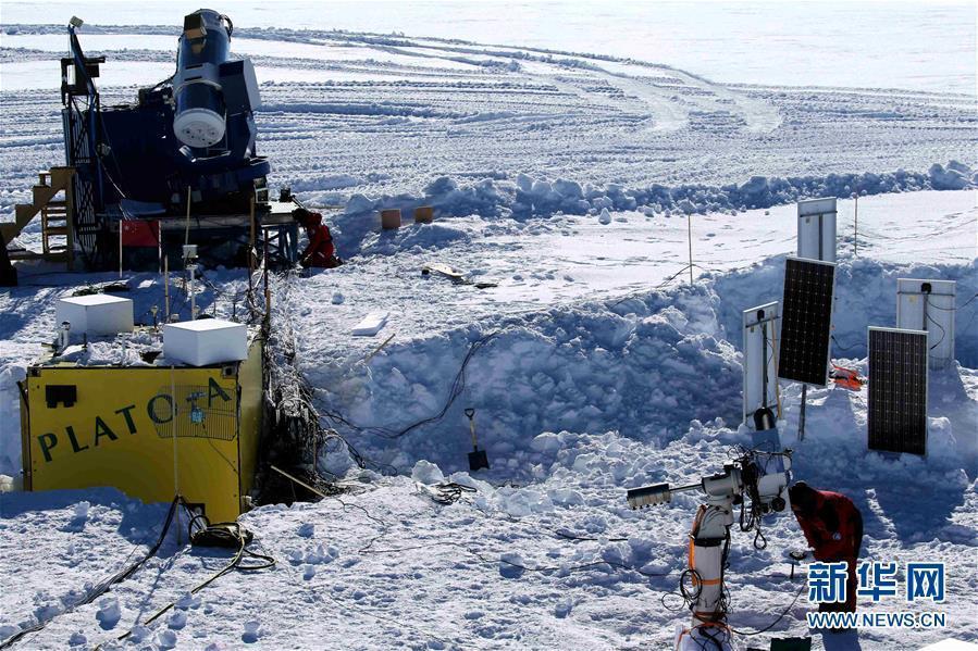 A view of telescopes AST3 and MARST for China\'s research station Antarctica, Jan. 16, 2019. (Photo/Xinhua)