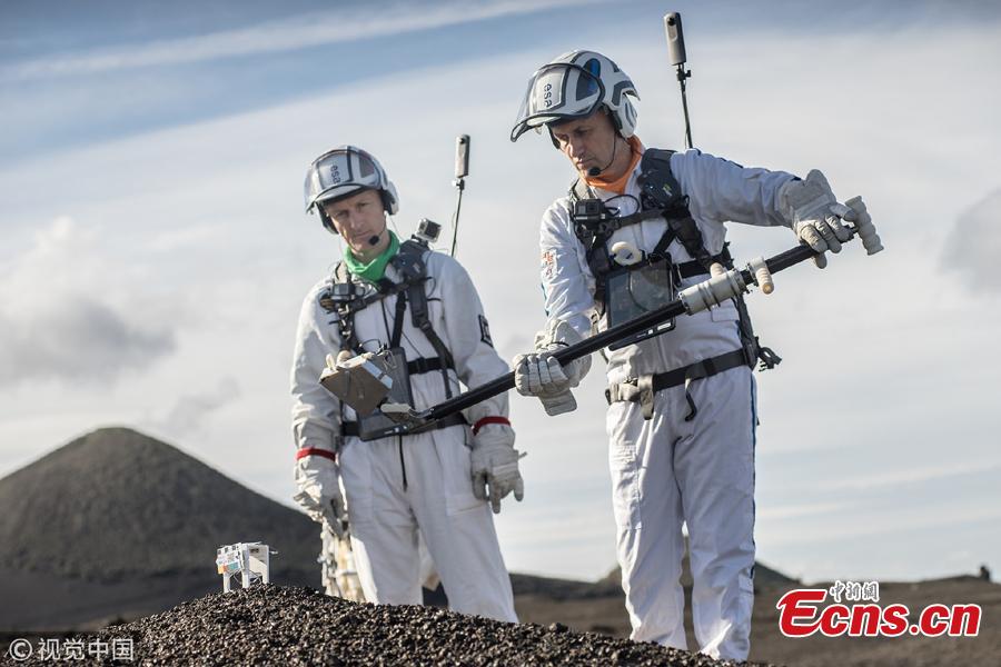 The Pangaea-X crew explore the barren and dry landscape of Lanzarote in the Canary Islands, Spain. Pangaea-X of the European Space Agency (ESA) is a test campaign that brings together geology, high-tech survey equipment and space exploration. Astronauts, scientists, operations experts and instrumentation engineers work side-by-side to advance European know-how of integrated human and robotics mission operations. (Photo/Agencies)