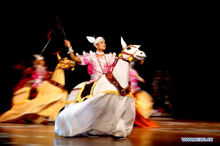 Artists from Myanmar perform at the Gala Show of Paukphaw Carnival for Happy Chinese New Year 2019 in Yangon, Myanmar, on Jan. 30, 2019. (Xinhua/U Aung)